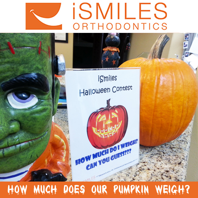 Irvine Orthodontics Braces Halloween Contest Guess Pumpkin Weight Fun Office